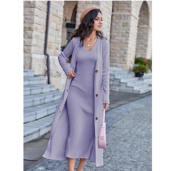 Rouge! Dresses & Skirts - 2 Piece Set: Knit Midi Pencil Dress and Long Cardigan Button Through